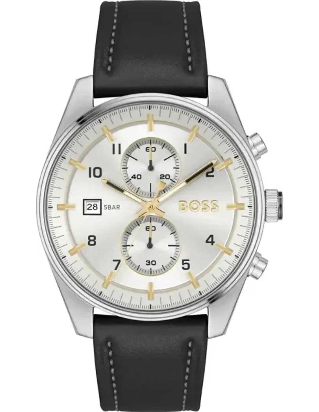 Montre Hugo Boss 1514147 Skytraveller Chronographe en Acier et Cuir Noir