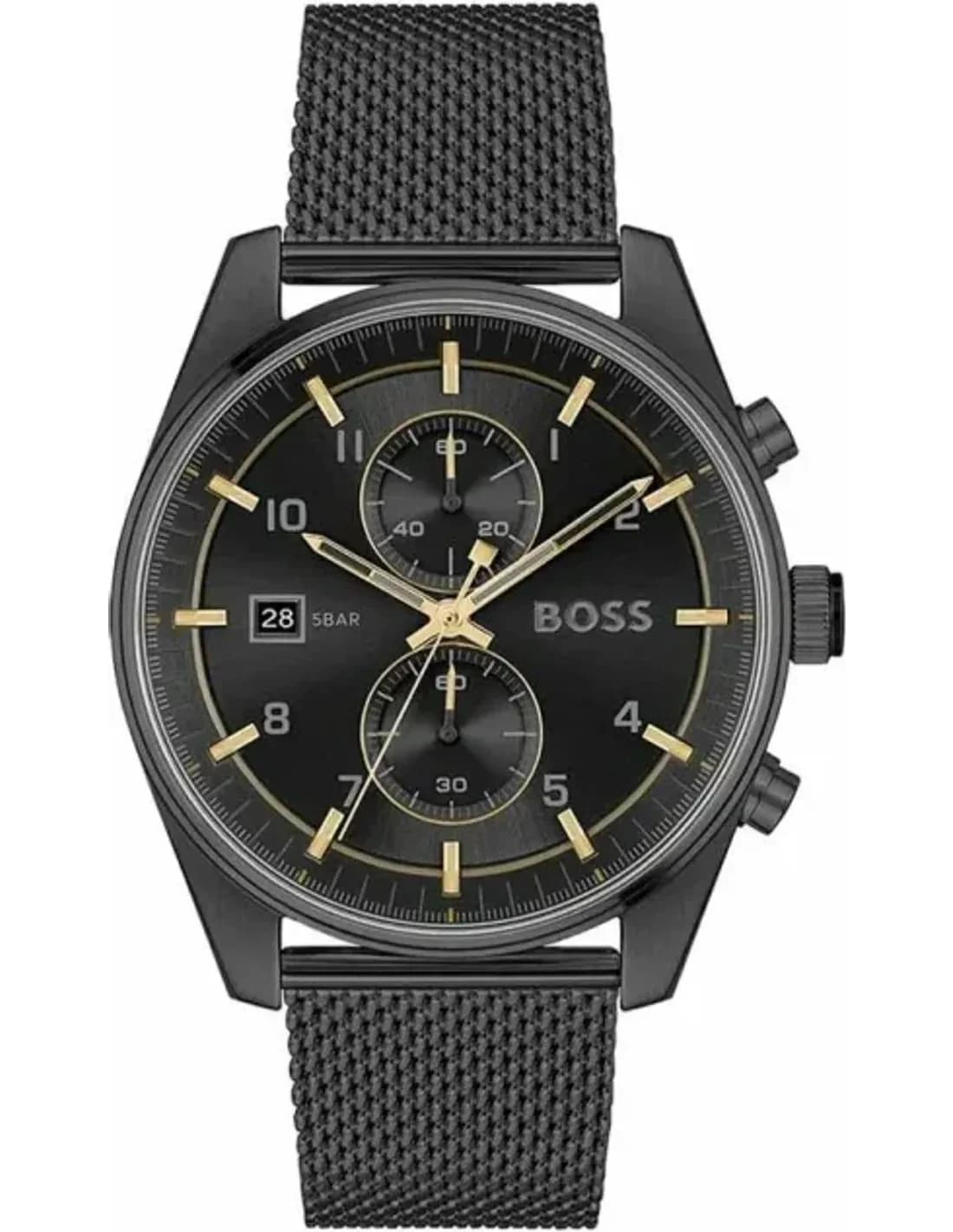Montre Hugo Boss 1514150 Chronographe en Acier Noir Maille Milanaise