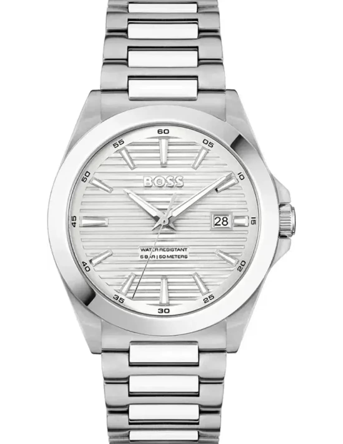 Montre Homme Hugo Boss 1514176 en acier argenté et cadran blanc