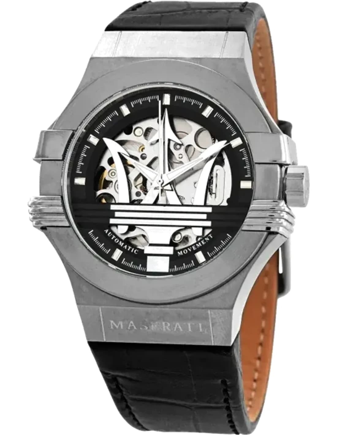 Montre Maserati R8821108038 Automatique Squelette Bracelet Cuir Noir