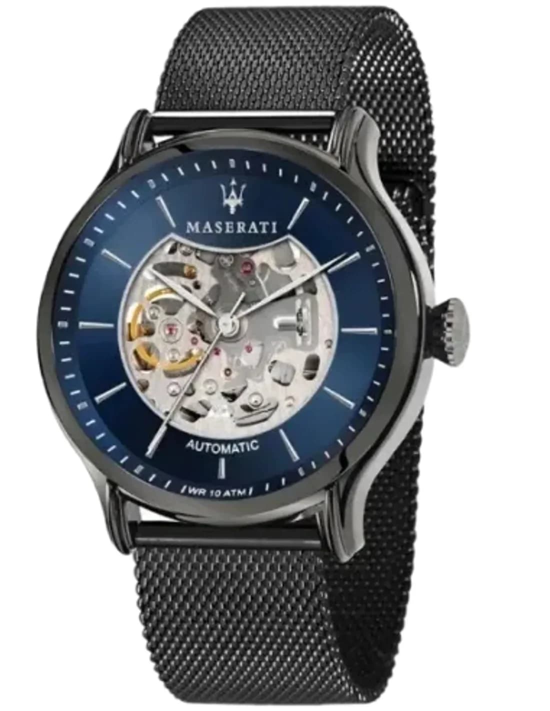 Montre Maserati R8823118002 Automatique Squelette en Acier Noir et Maille Milanaise