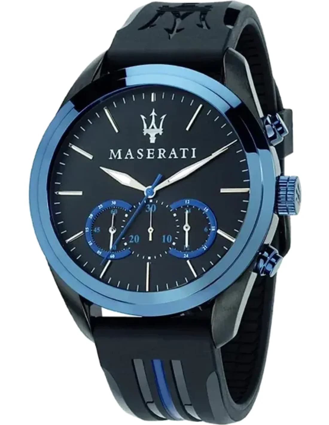 Montre Homme Maserati Traguardo R8871612006 Cadran chronographe noir Bracelet en caoutchouc noir