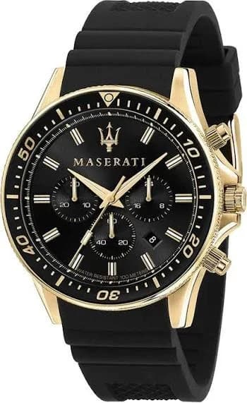Montre Homme Maserati Sfida R8871640001 Chronographe Cadran Noir Bracelet Silicone Noir