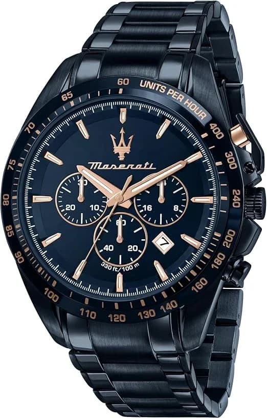 Montre Homme Maserati Traguardo R8873612054 bleue bracelet maillons acier
