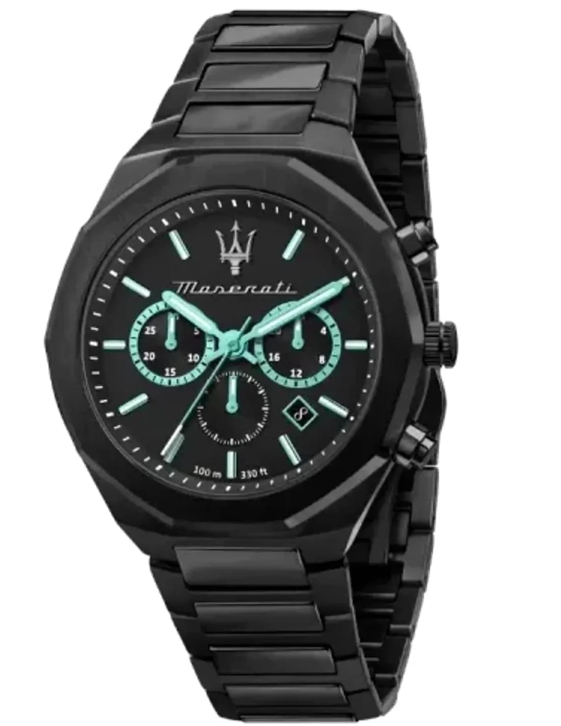 Montre Maserati Stile Aqua Edition R8873644001 Ronde acier noir détails turquoise