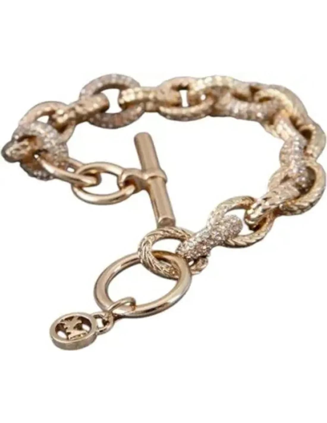 Bracelet Michael Kors brillance maille en métal jaune incrustée de cristaux