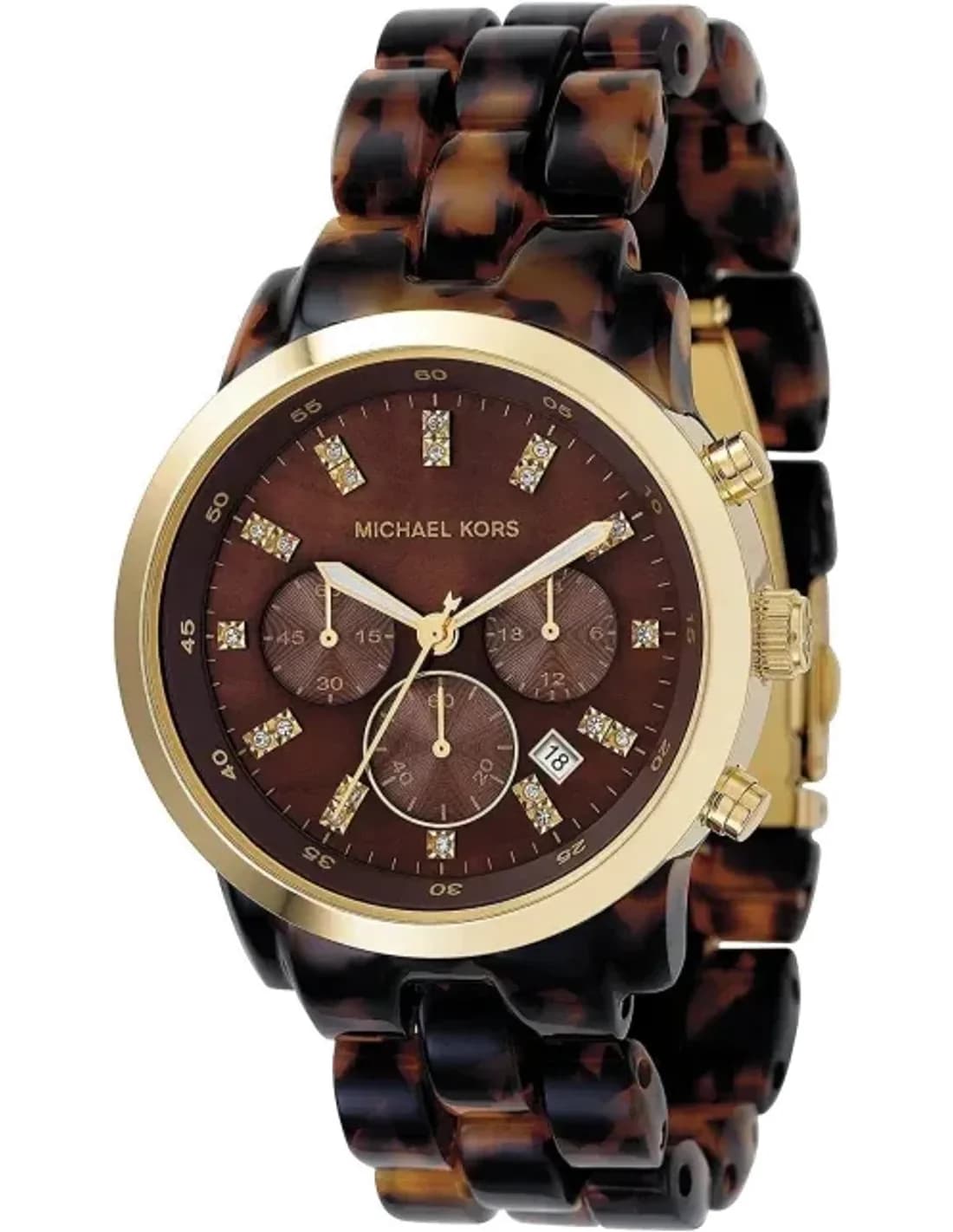 Montre Femme Michael Kors MK5216 en Acétate Écaille de Tortue et Cadran Doré
