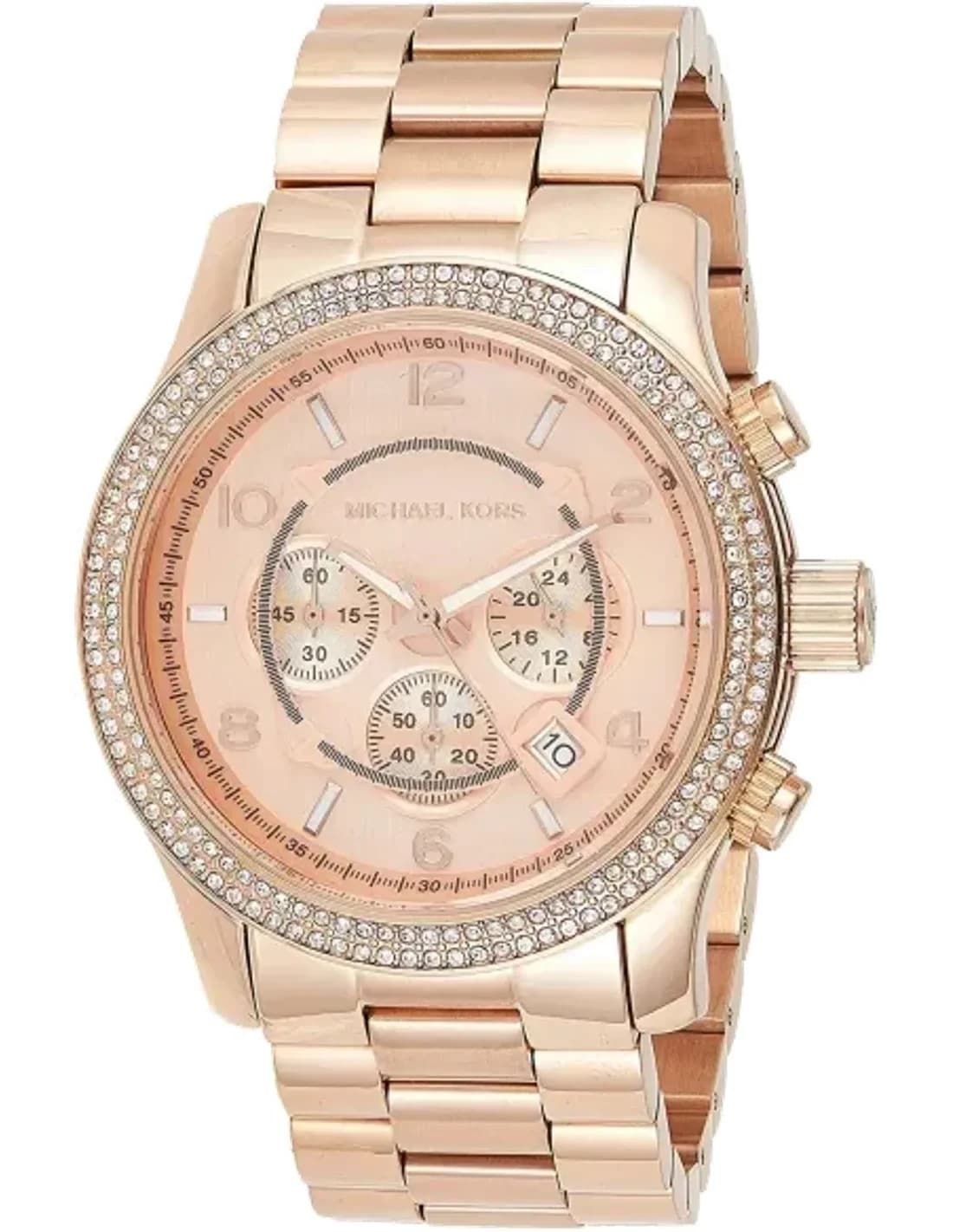 Montre Michael Kors MK5576 Multifonction en Acier Doré Rose avec Lunette Strassée