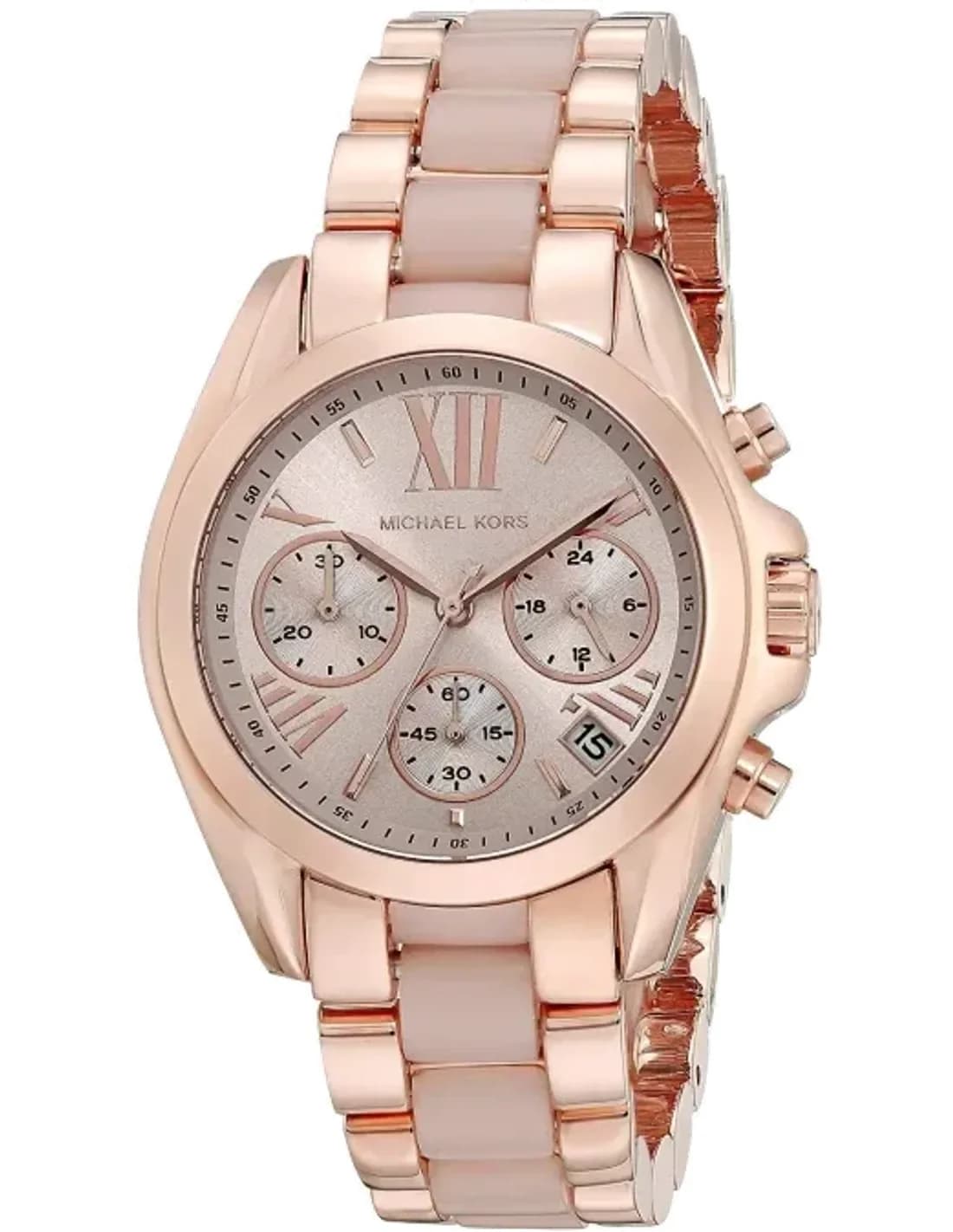 Montre Femme Michael Kors bradshaw Mini MK6066 Acier or rose et acétate rose clair