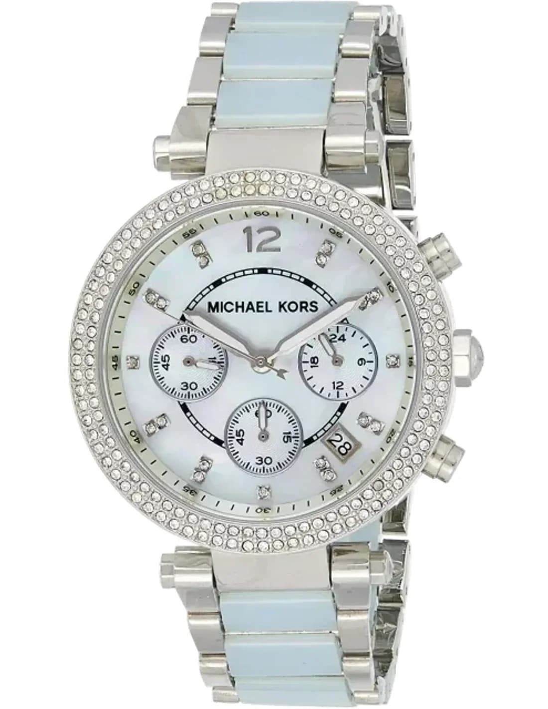 Montre Michael Kors MK6138 à Bracelet Bi-matière Bleu et Cadran Nacre