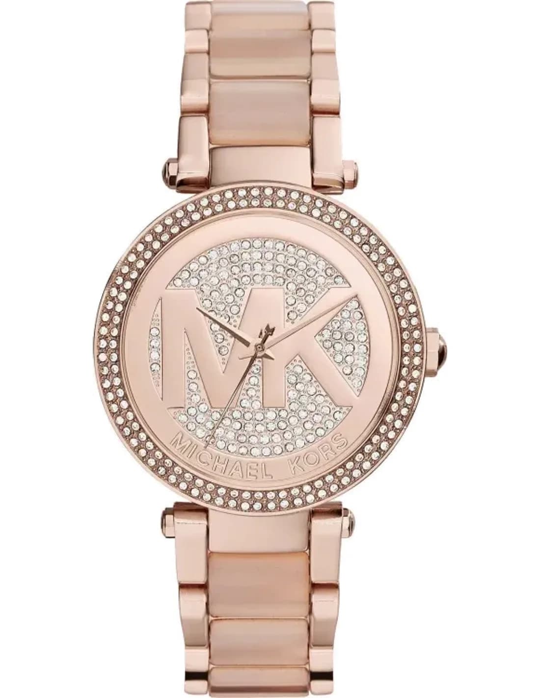 Montre Michael Kors MK6176 en acier doré rose et cadran serti de brillants
