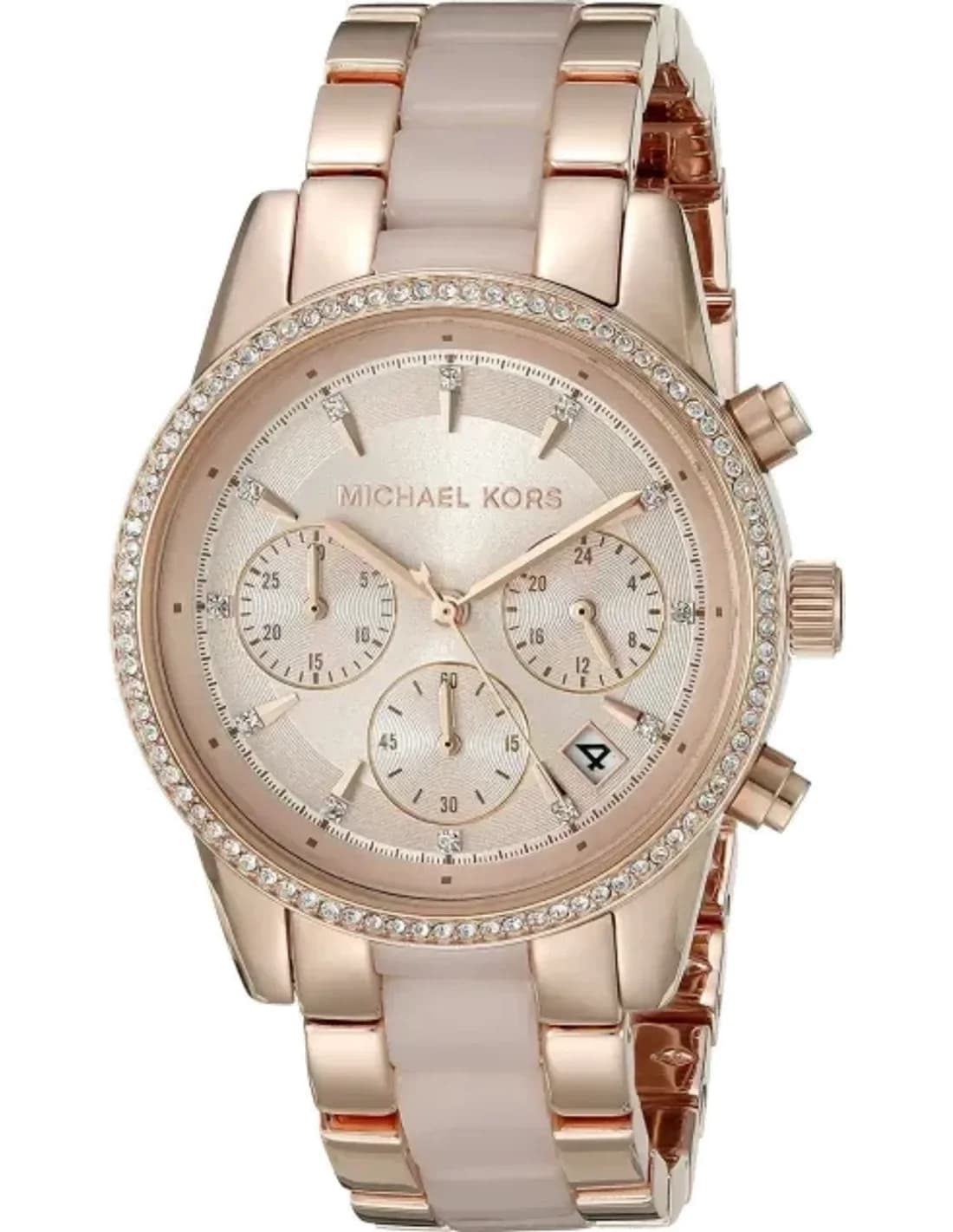 Montre Michael Kors MK6307 Bracelet Acétate Rose et Acier Or Rose