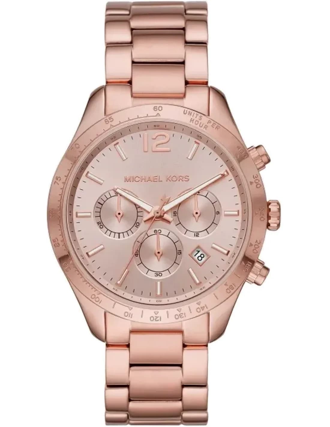 Montre Michael Kors Layton MK6796 Chronomètre 3 sous cadrans en acier or rose