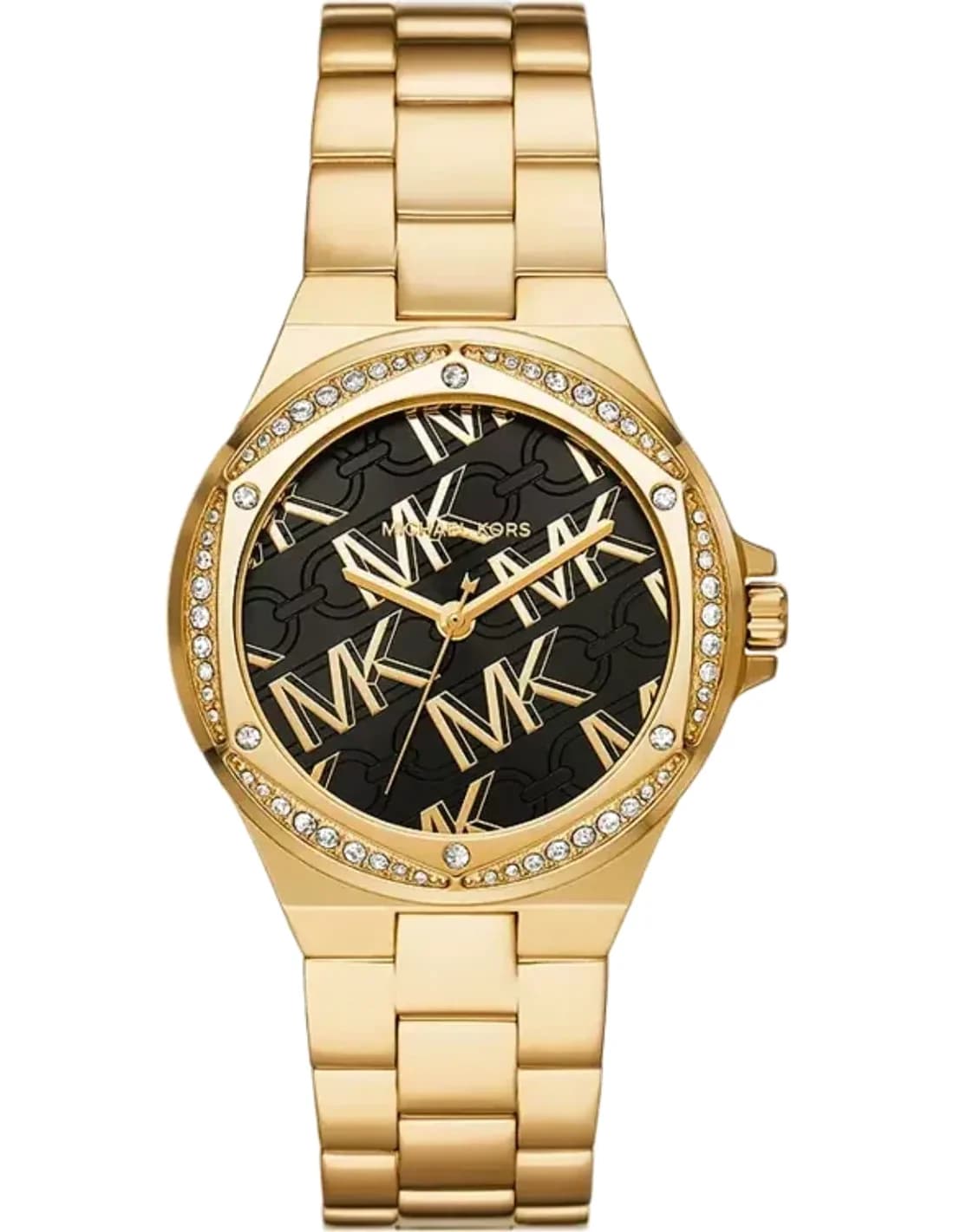 Montre Michael Kors Lennox MK7404 cadran noir bracelet en acier inoxydable doré