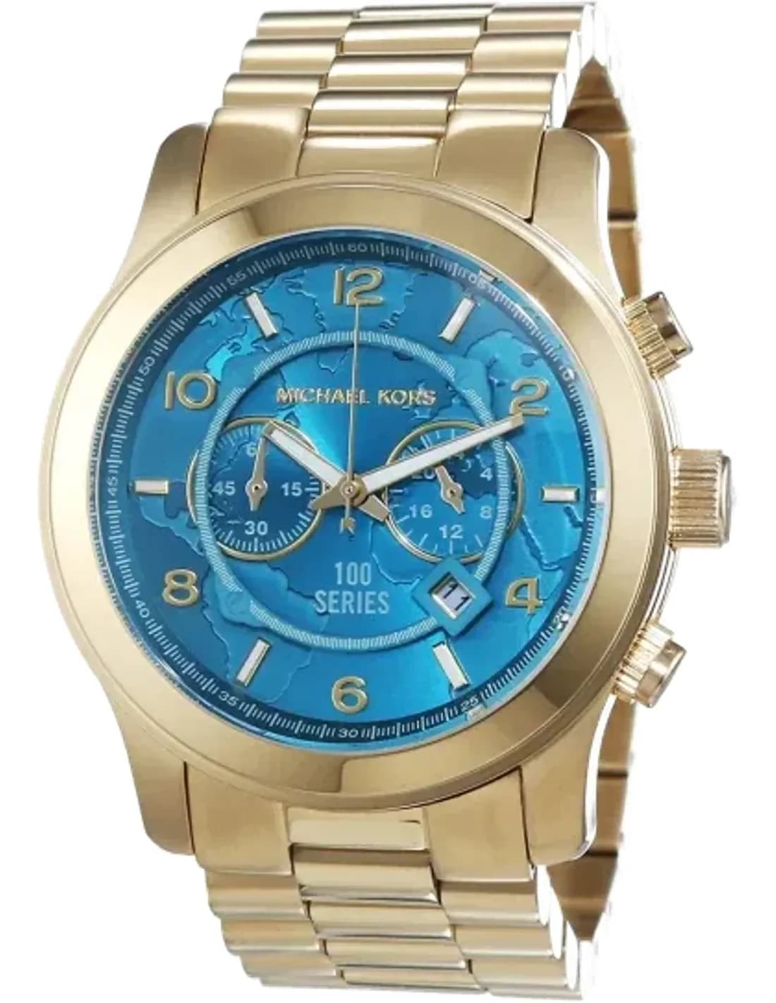 Montre Michael Kors MK8315 en Acier Doré avec Cadran Turquoise Carte du Monde