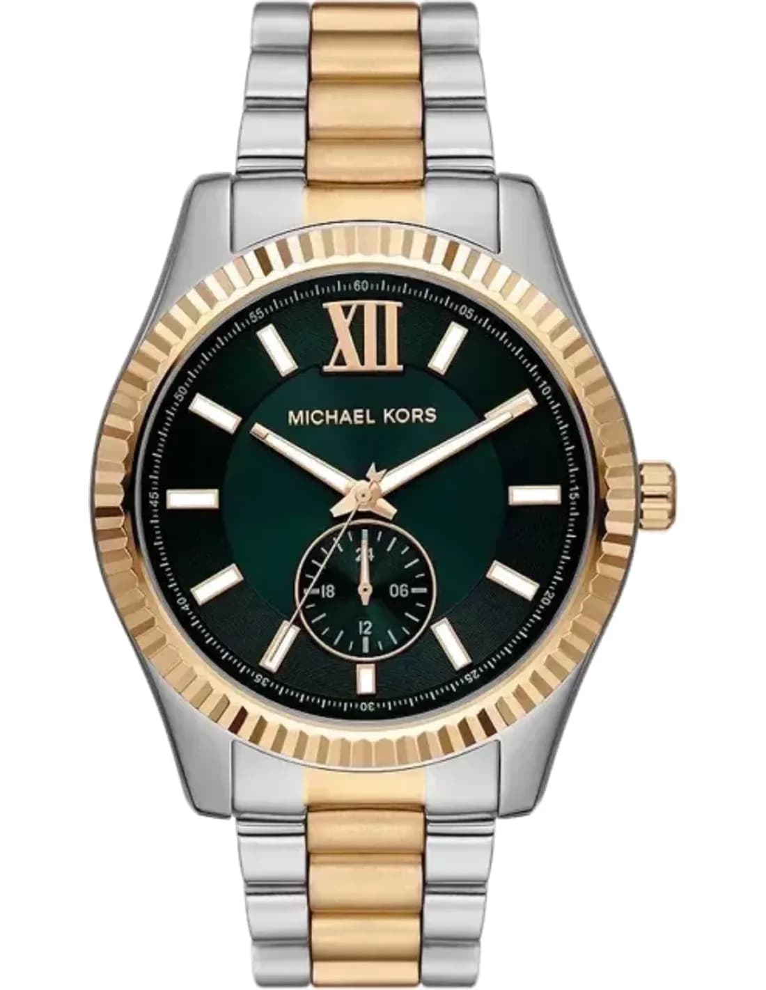 Montre homme Michael Kors Lexington MK9063 cadran vert, bracelet en acier inoxydable bicolore