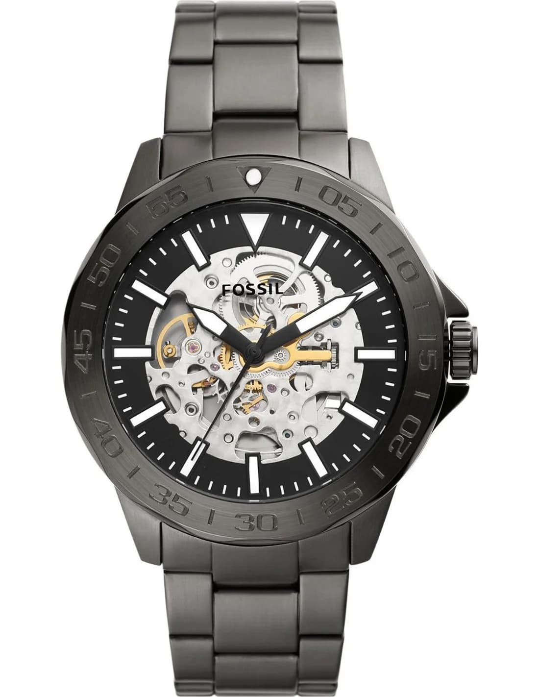 Montre Homme Fossil Bannon BQ2678 cadran noir bracelet acier