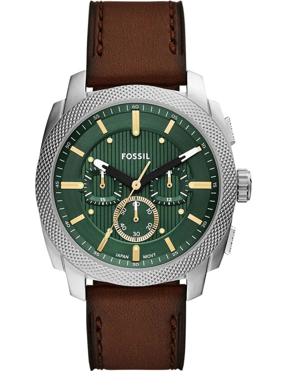 Montre Homme Fossil Machine FS6100 cadran vert bracelet cuir