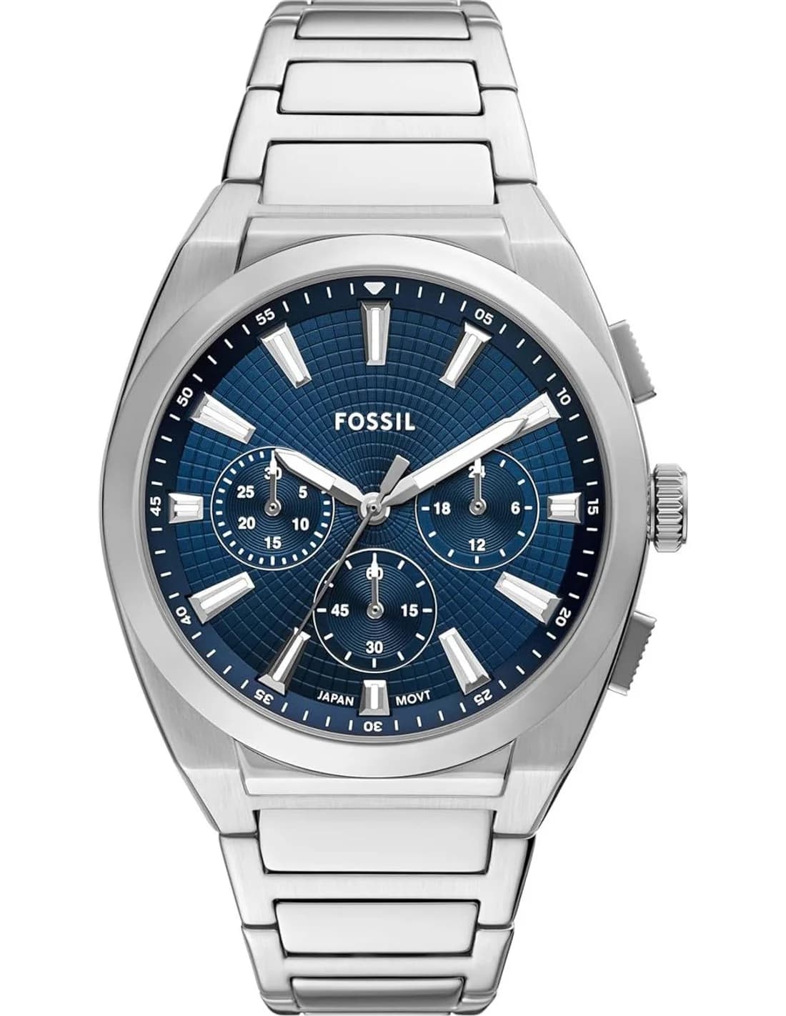Montre Homme Fossil Everett FS6104 cadran bleu bracelet acier