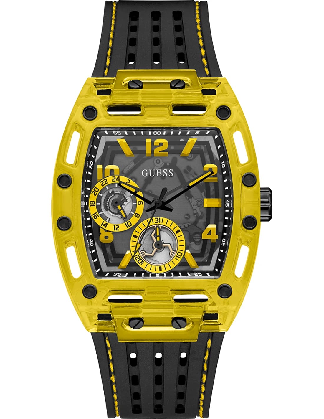 Montre Homme Guess Phoenix GW0499G2 cadran noir bracelet silicone noir