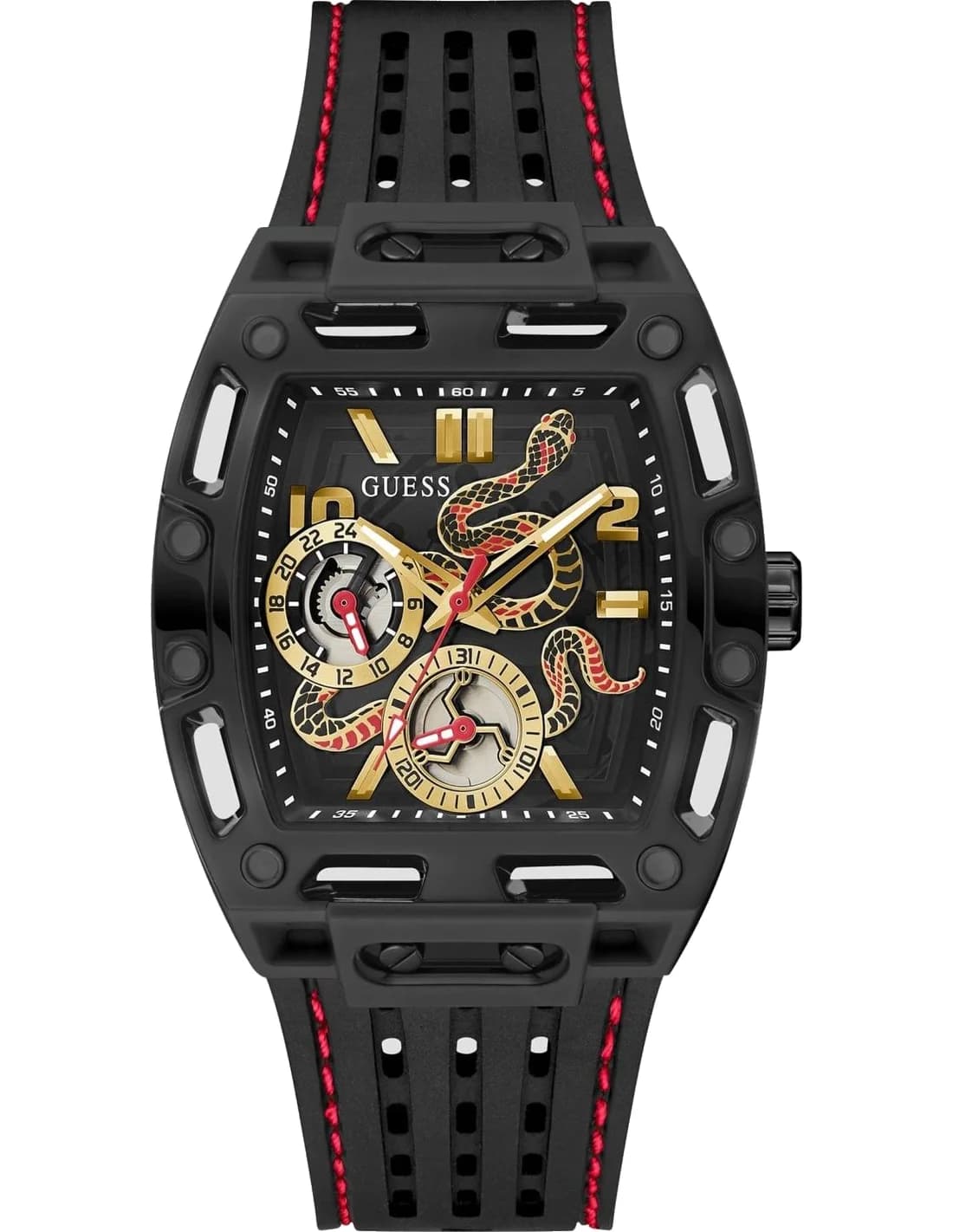 Montre Homme Guess GT Phoenix GW0857G1 cadran noir bracelet silicone noir