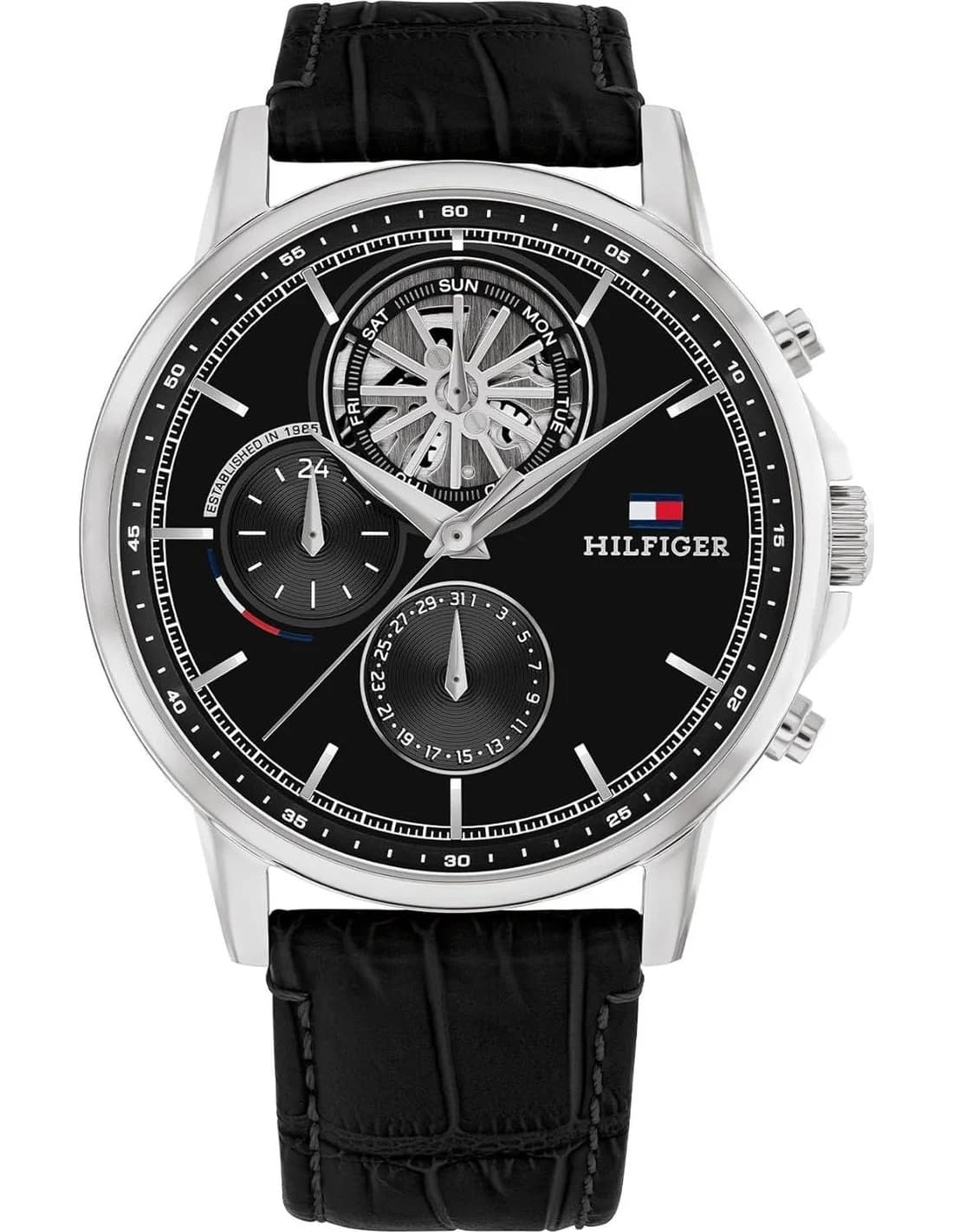 Montre Homme Tommy Hilfiger Stewart 1710605 cadran noir bracelet cuir