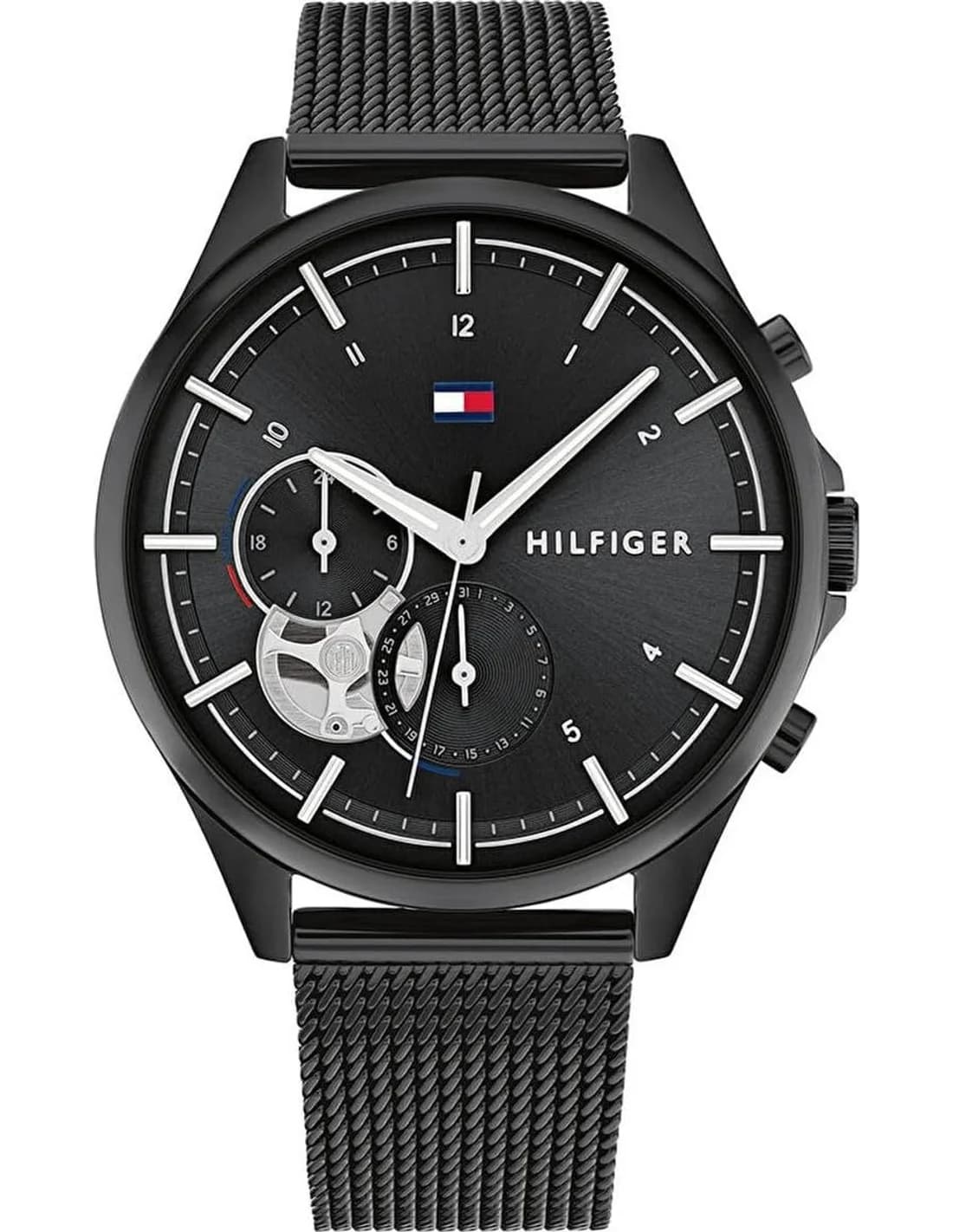 Montre Femme Tommy Hilfiger Quinn 1782485 cadran noir bracelet maille milanaise