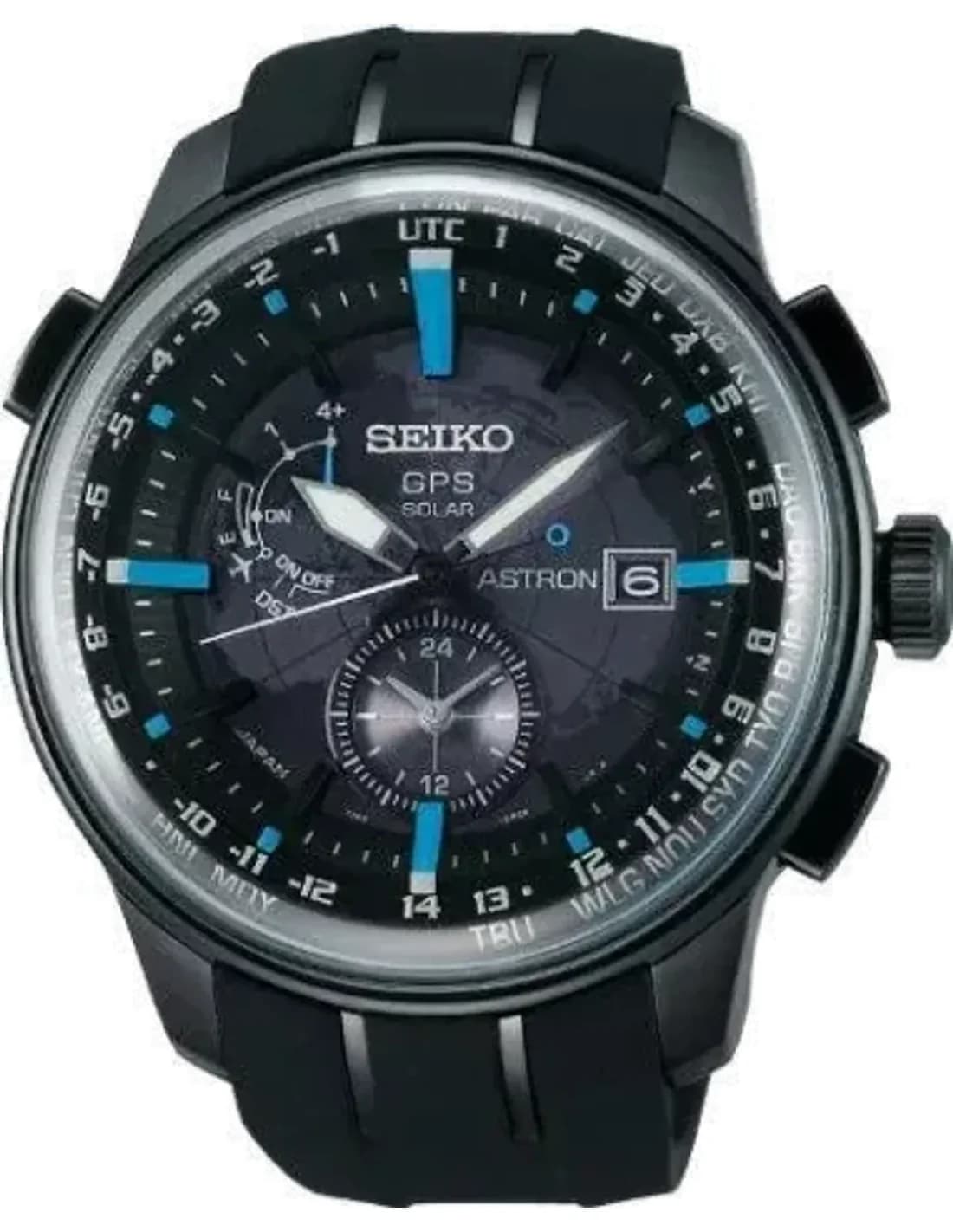 Montre Seiko SAS033J1 Astron Solaire GPS à Bracelet Silicone Noir