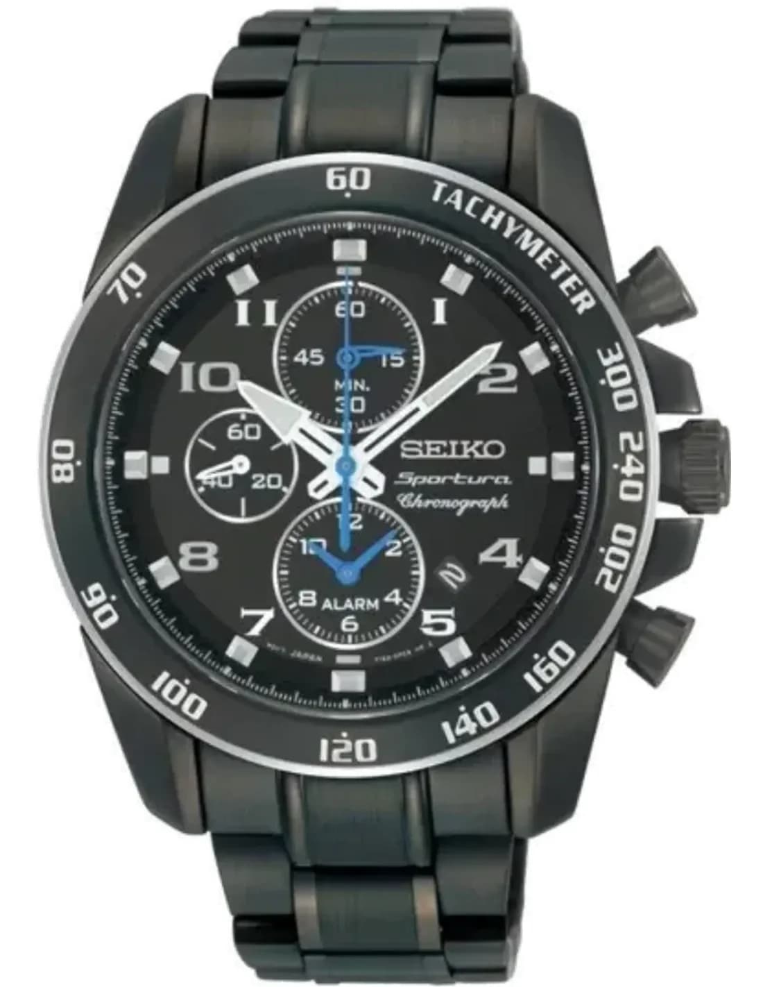 Montre Homme Seiko Sportura SNAE77 - Chronographe Quartz Acier Noir