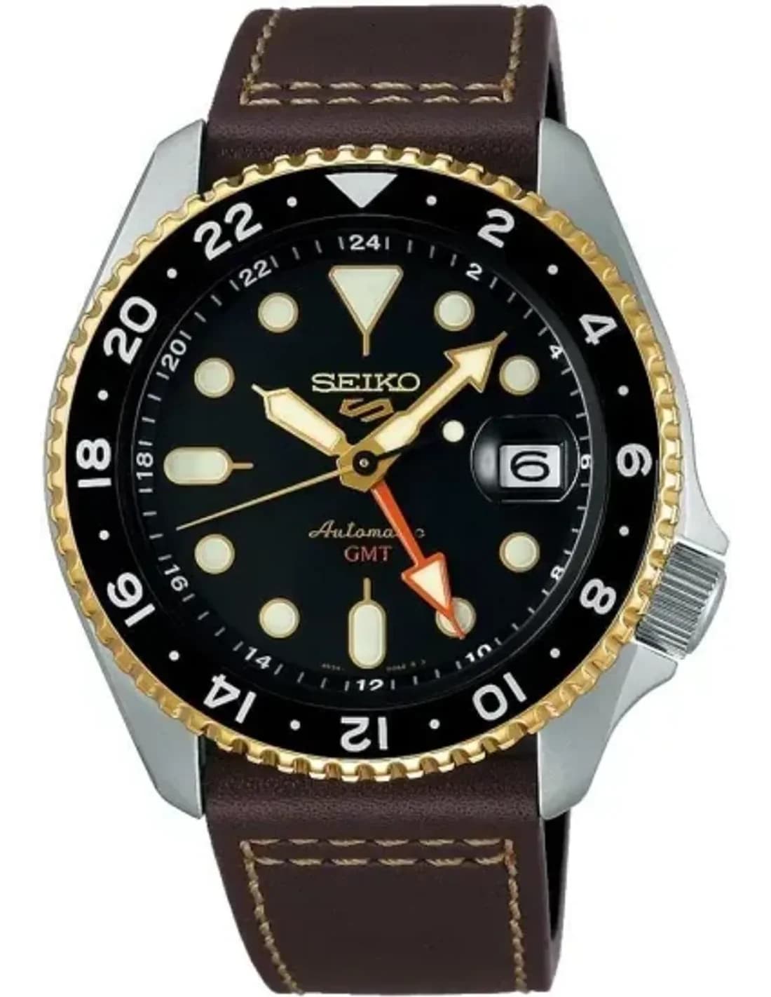 Montre Seiko SSK036K1 GMT Evolution Bracelet Cuir Marron