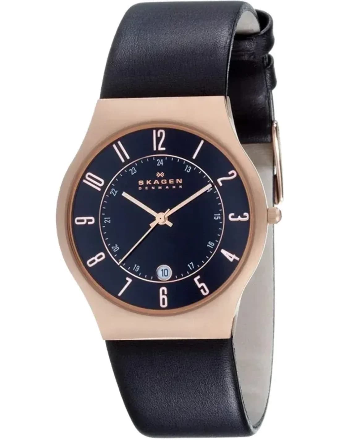 Montre Homme Skagen 233XXLRLB avec Boîtier Or Rose et Bracelet en Cuir