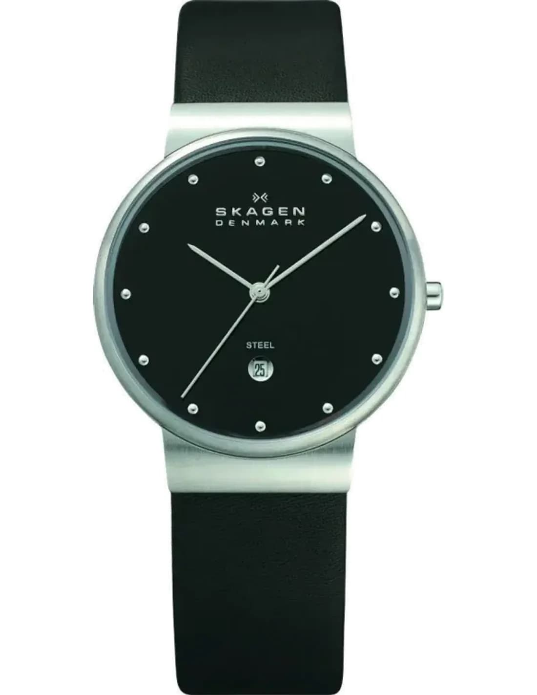 Montre Skagen 355LSLB Bracelet Cuir Noir SlimLine
