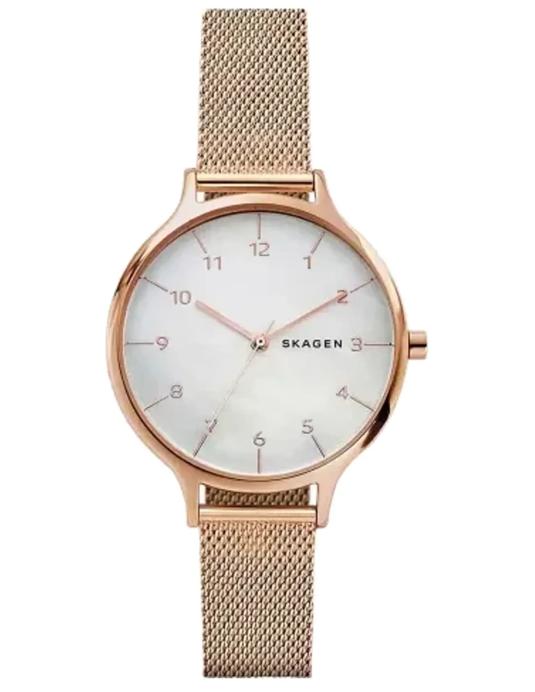 Montre Skagen SKW2633 en acier or rose et cuir bleu