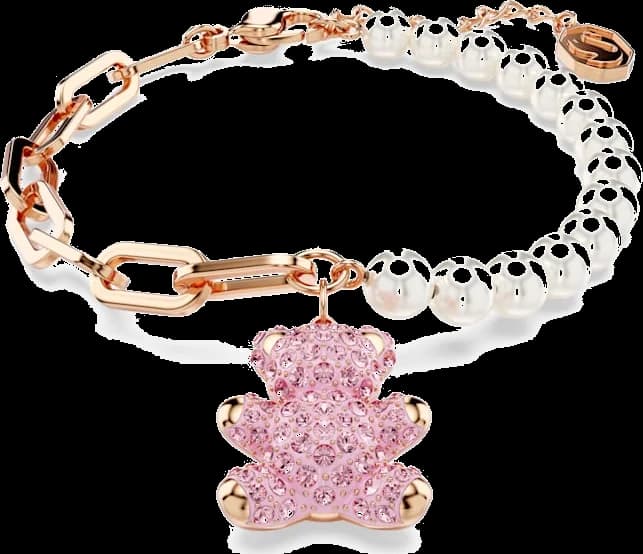Bracelet Swarovski 5669169 Ours Teddy en or rose incrusté de perles