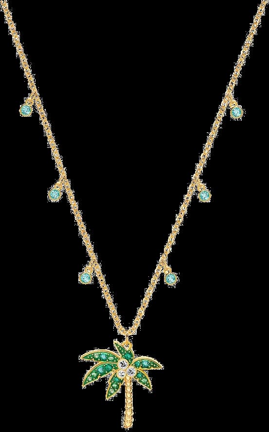 Collier Swarovski Lime Palm Tree 5375301 plaqué or cristaux verts