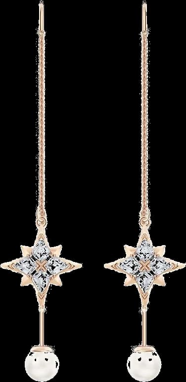 Boucles d'oreilles Swarovski Symbolic Chain 5494344 plaqué or rose cristaux et perles
