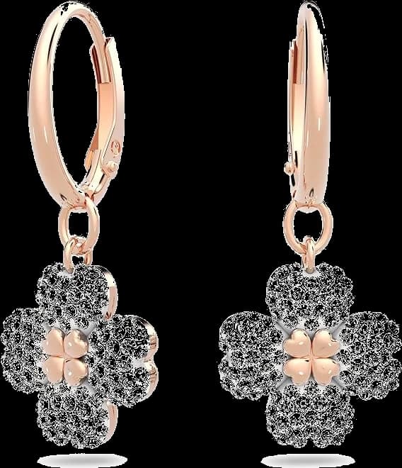 Boucles d'oreilles Swarovski Latisha Flower 5636517 plaqué or rose cristaux blancs