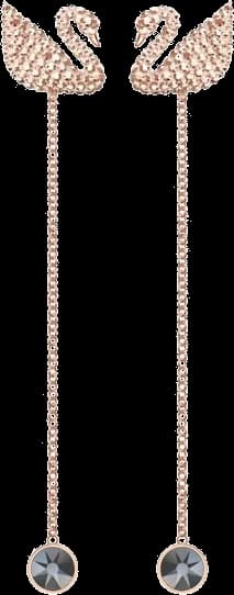 Boucles d'oreilles Swarovski Iconic Swan 5373164 plaqué or rose incrustées de cristaux