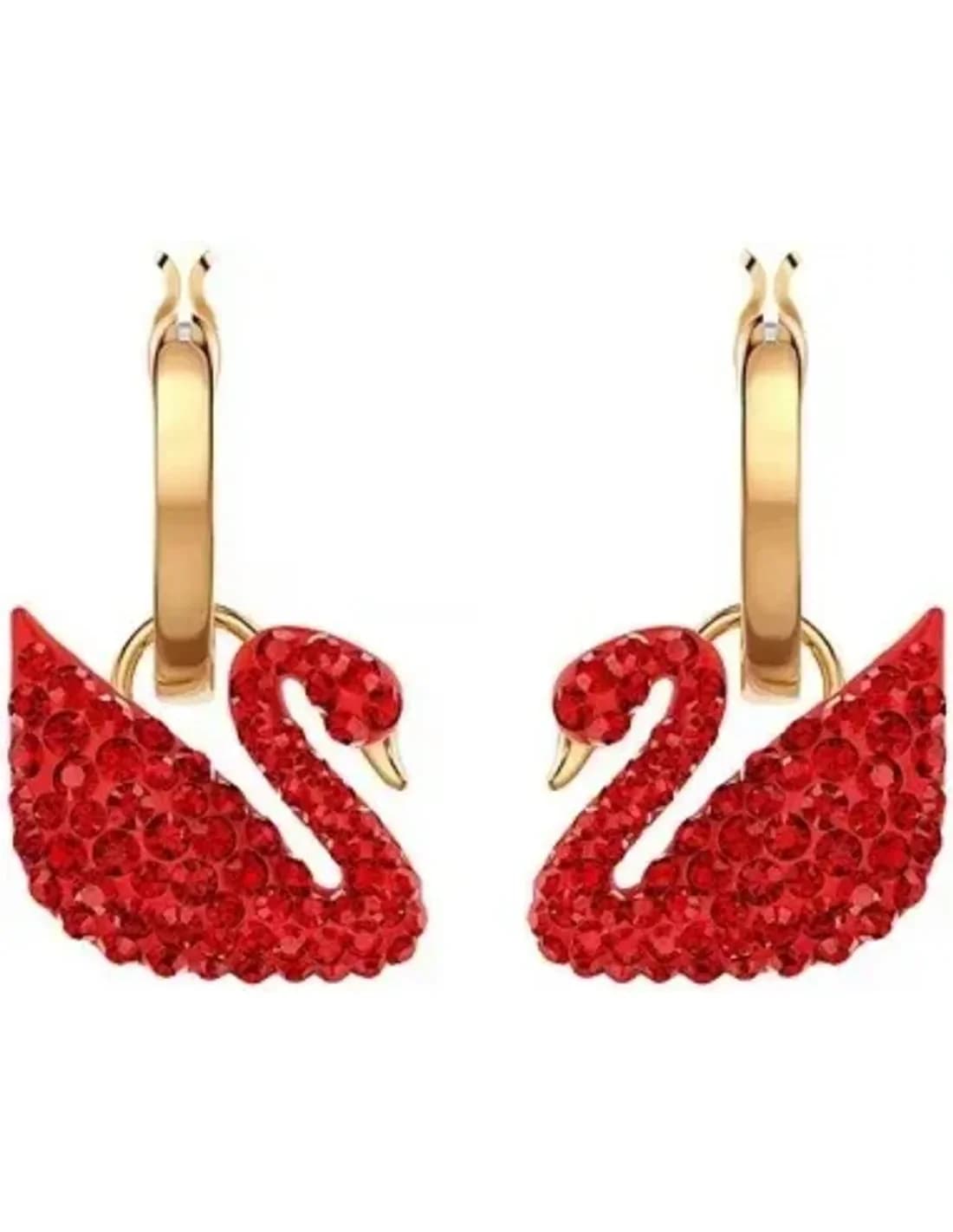 Boucles d'oreilles Swarovski Iconic Swan Lake 5512577 rouge micropavé de cristaux