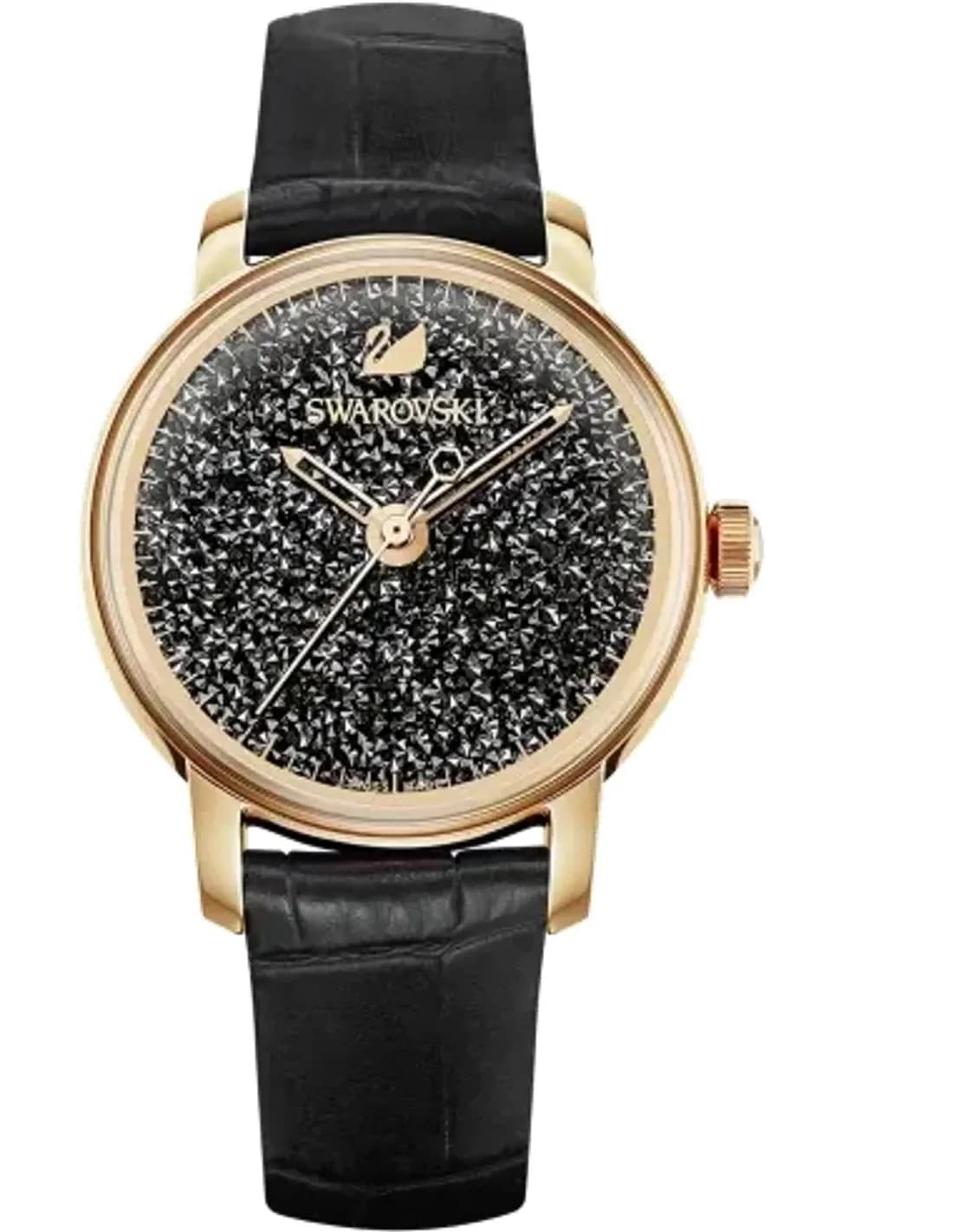 Montre Femme Swarovski Crystalline 5295377 bracelet cuir noir