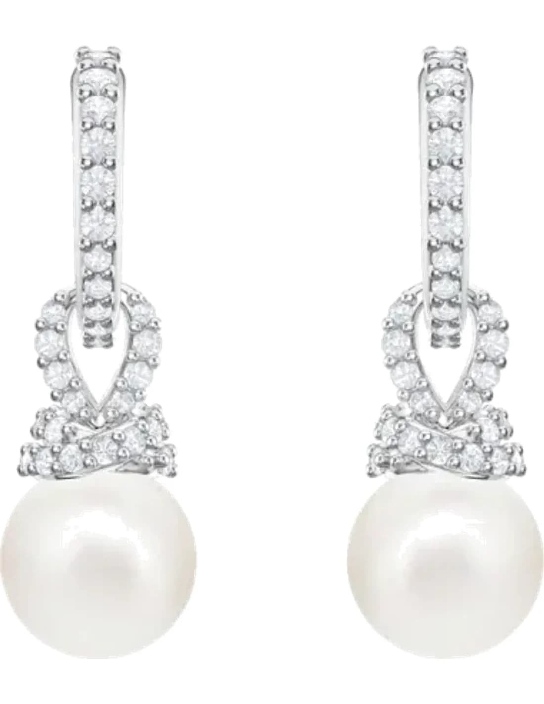 Boucles d'oreilles Swarovski Originally 5461080 plaqué rhodium cristaux blancs et perles