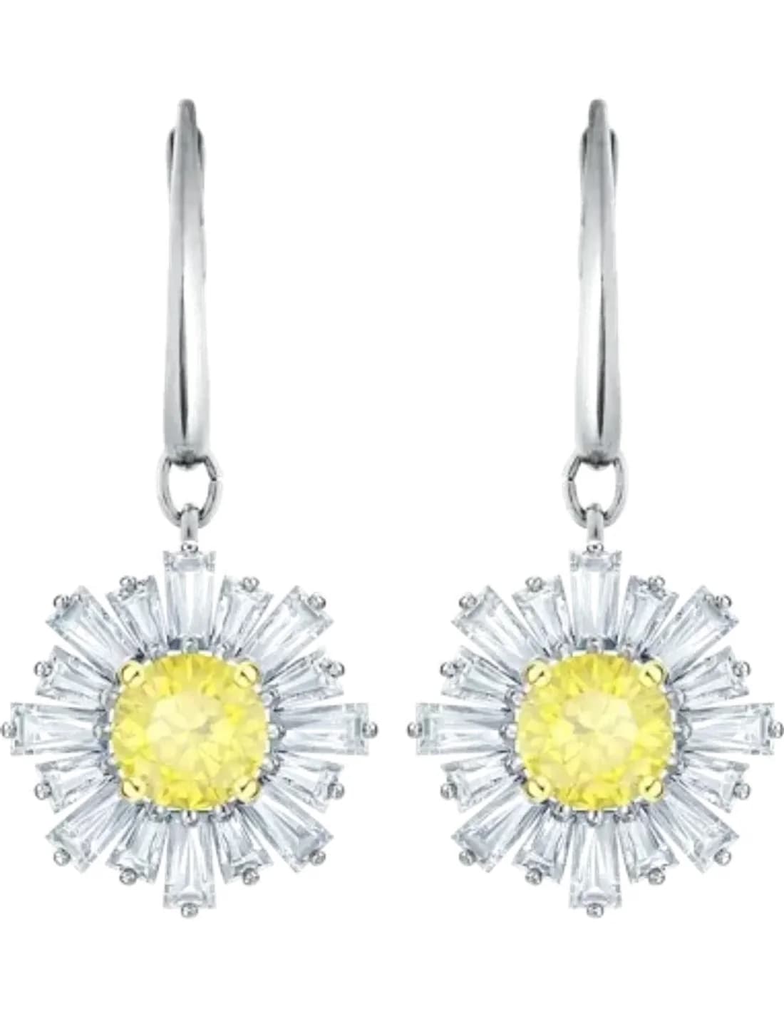 Boucles d'oreilles Swarovski Sunshine 5479914 plaqué rhodium incrustées de cristaux