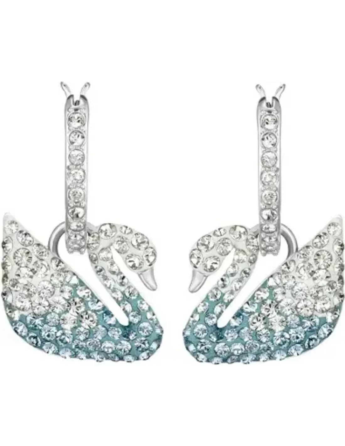 Boucles d'oreilles Swarovski Iconic Swan Lake 5512577 bleu plaqué rhodium micropavé de cristaux
