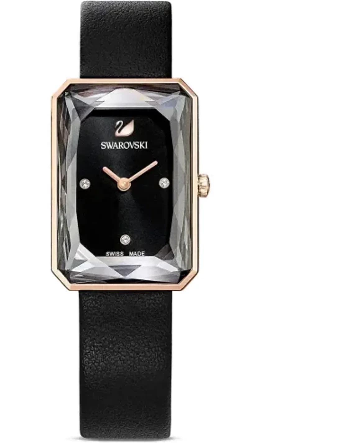 Montre Femme rectangulaire Swarovski Uptown 5547710 bracelet cuir noir
