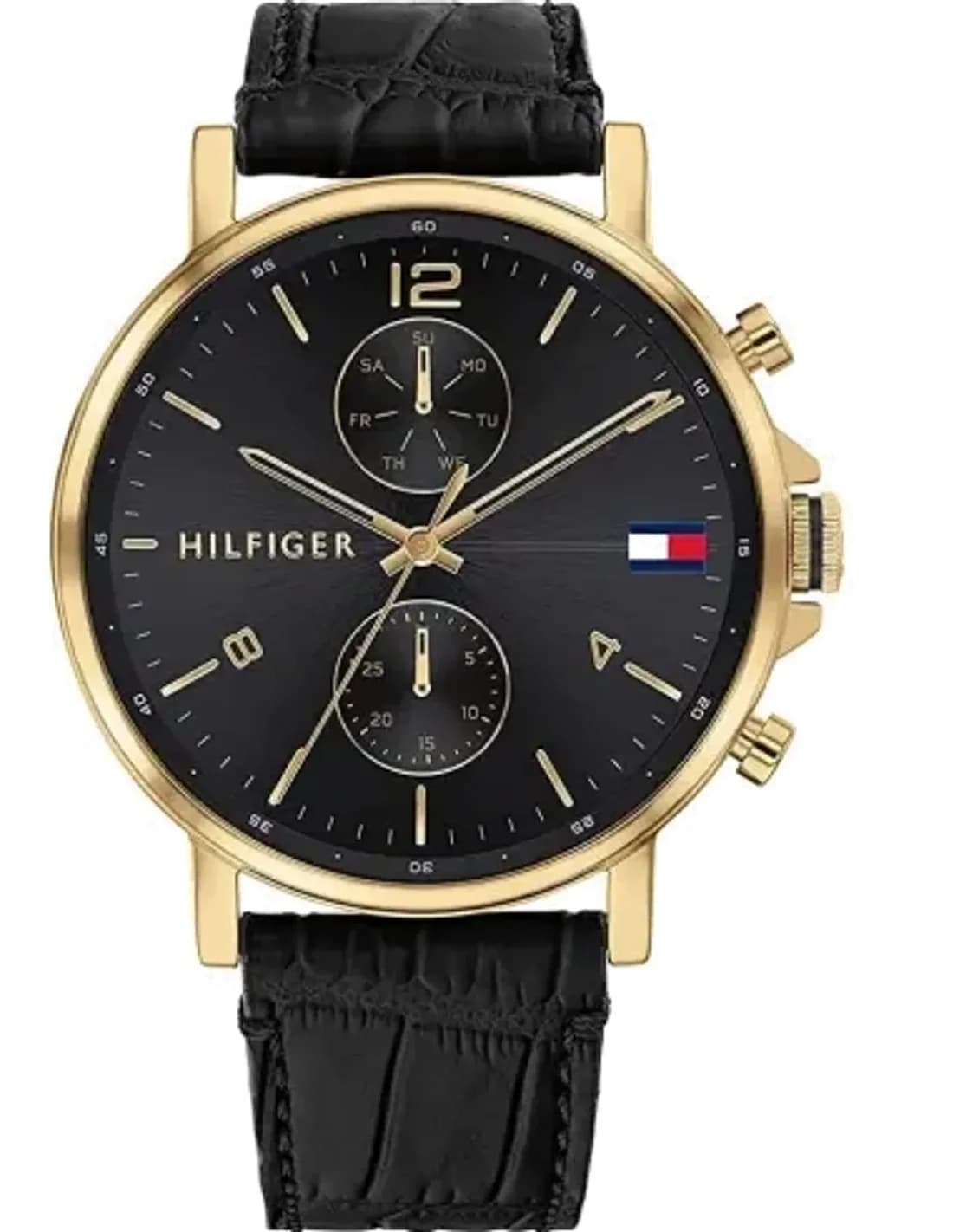 Montre Tommy Hilfiger 1710417 Boîtier Doré et Bracelet Cuir Noir