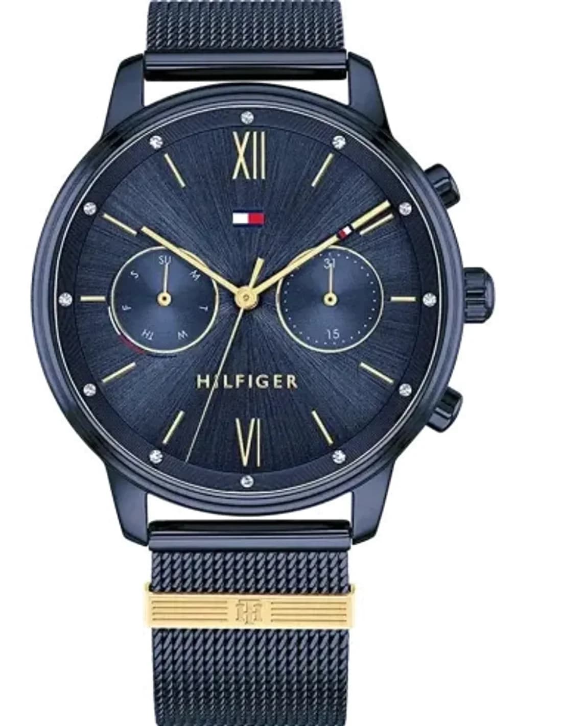 Montre Tommy Hilfiger 1782305 maille milanaise bleue et boîtier anthracite