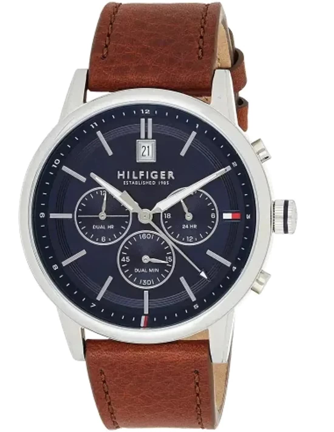 Montre Tommy Hilfiger 1791629 Kyle en Acier Poli et Cuir Marron