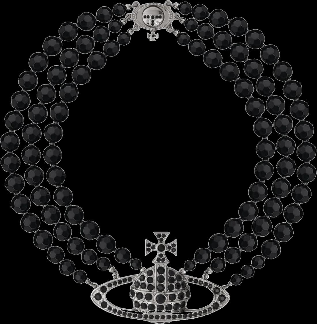 Collier Vivienne Westwood bas relief THREE ROW RELIEF Choker ras du coup noir