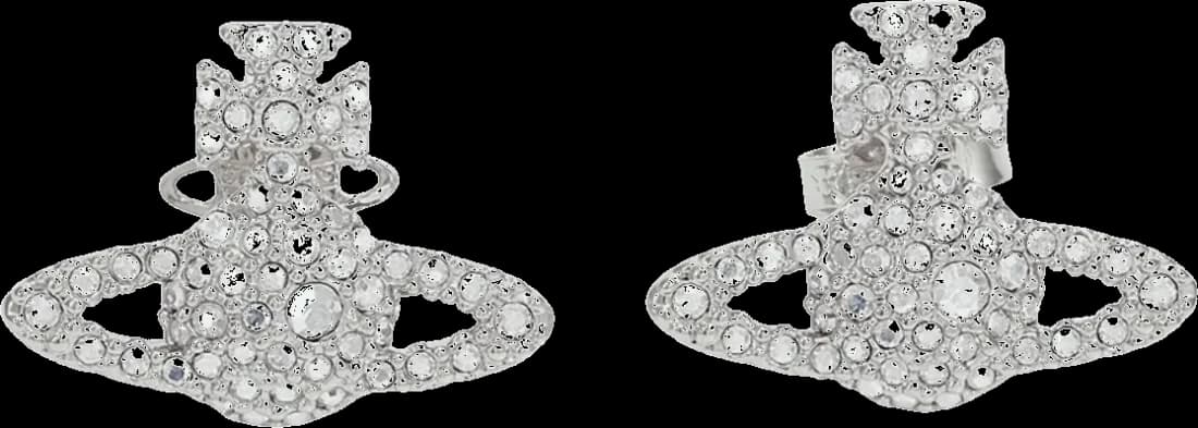 Boucles d'oreilles Vivienne Westwood Grace Bas Relief argentés avec cristaux