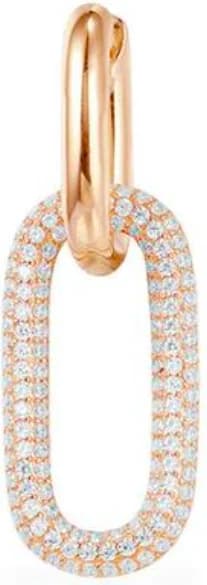 Boucle d'oreille individuelle APM Monaco plaqué or rose micropavés de zirconium